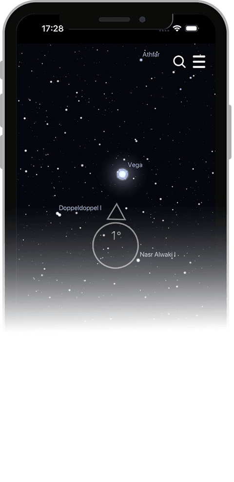 Universe Star Finder App zeigt einen getauften Stern in AR