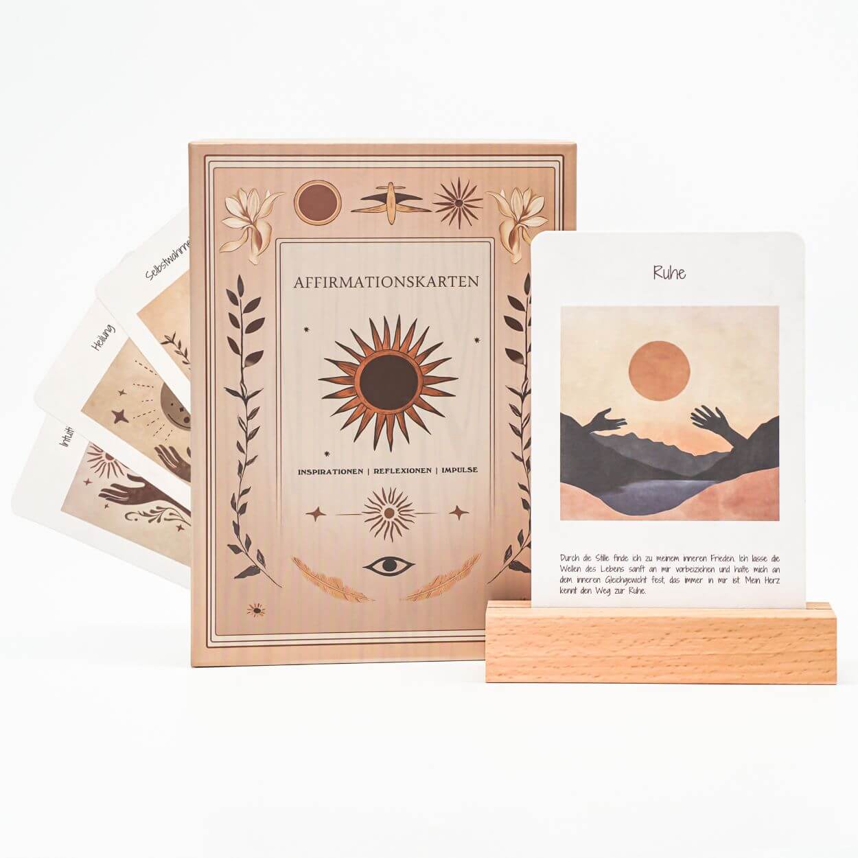 12 Astro Affirmationskarten mit Holzständer