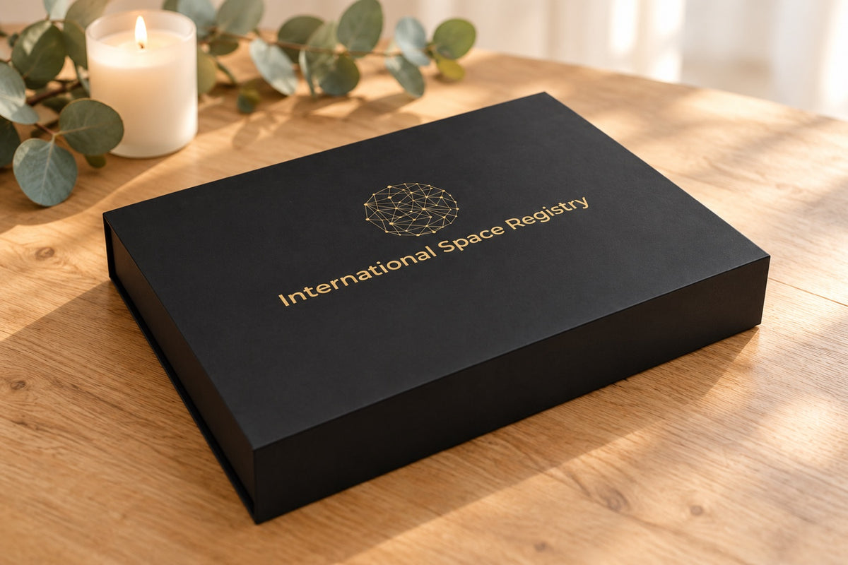 Geschlossene Galaxieregister Geschenkbox als persönliches Taufgeschenk