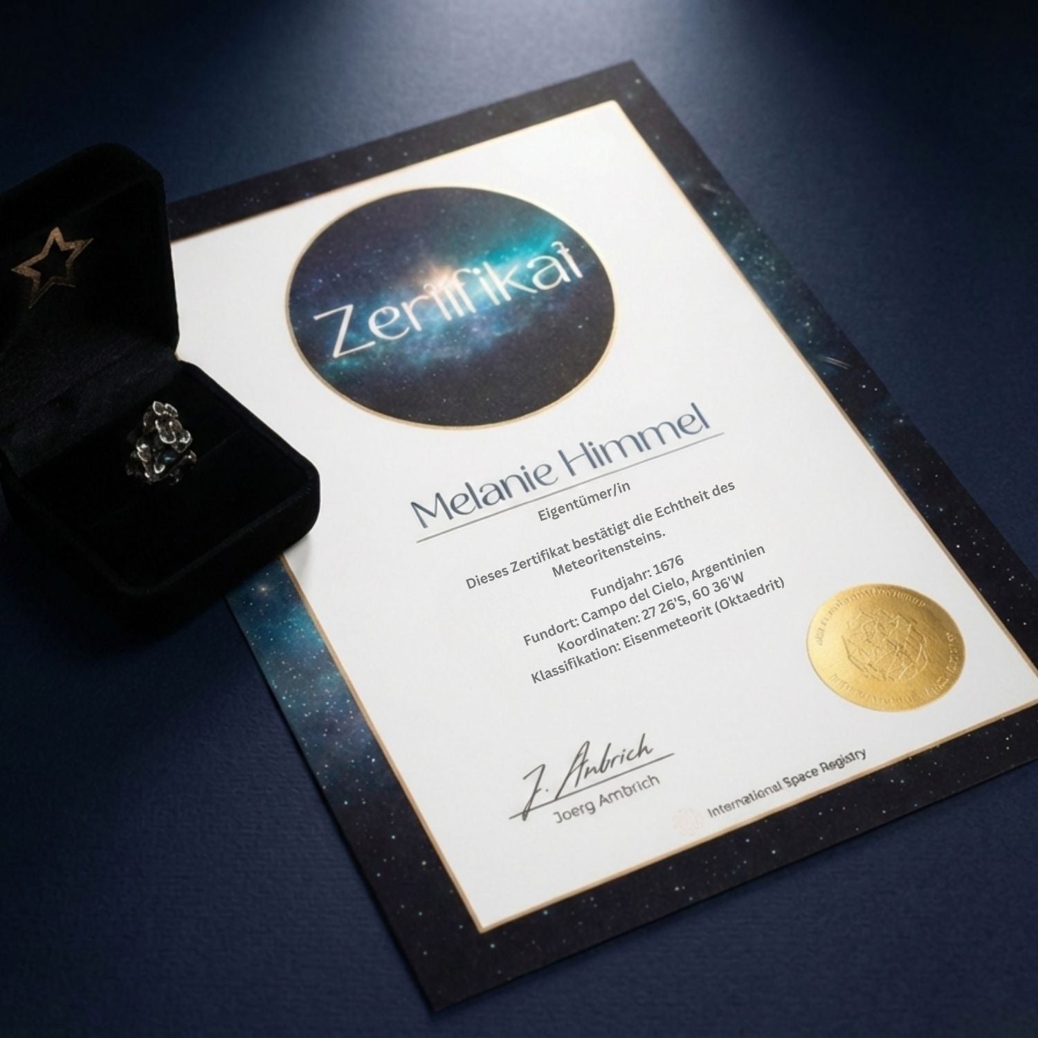 Echter Meteorit mit personalisiertem Zertifikat